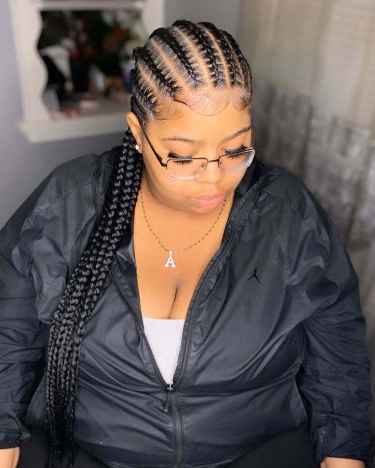 Long Cornrows Going Back Two Cornrow Braids, Big Cornrows, Long Cornrows, Different Braid Styles, Half Cornrows, Straight Back Cornrows, Side Cornrows, Cornrow Braid Styles, Twist Cornrows