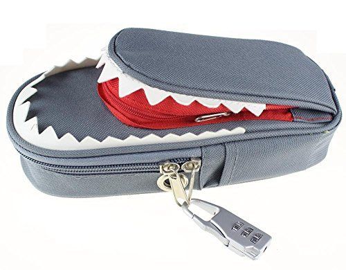 a zippered case with a shark's teeth on the front and bottom part