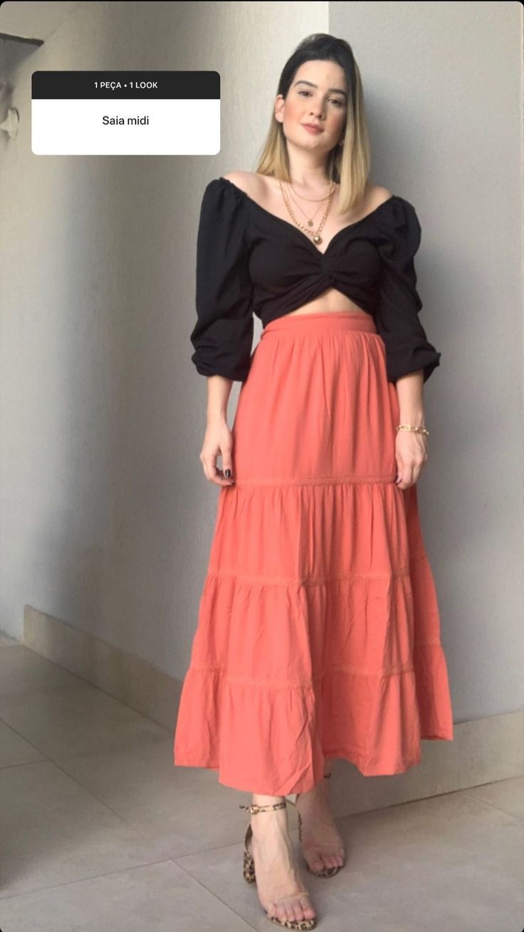 Coral Skirt, Tailored Skirt, Long Skirt Outfits, Spring Fashion Outfits, Fashionista Clothes, Dressy Outfits, Classy Women, Trendy Dresses, Outfits Casuales