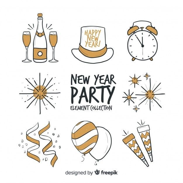 happy new year party elements collection