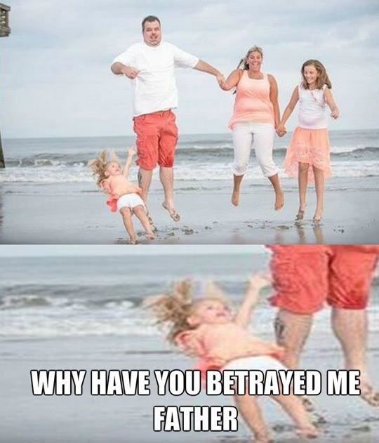 two girls and one boy are running on the beach