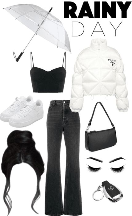 Outfits For Cloudy Days Summer, What To Wear On Rainy Days Outfits, Street Style Rainy Day, Outfits For Rainy Days Aesthetic, Cute Outfits For A Rainy Day, G Wagon Keys, Cloudy Weather Outfit, Cute Rainy Day Outfit For School, Outfit Inspo Rainy Day