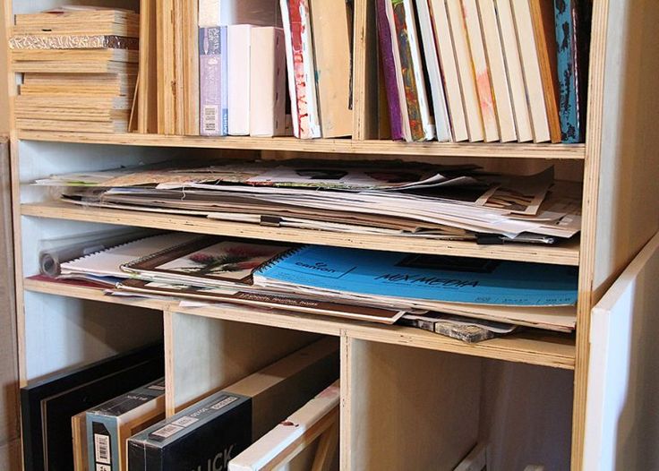 a book shelf filled with lots of books