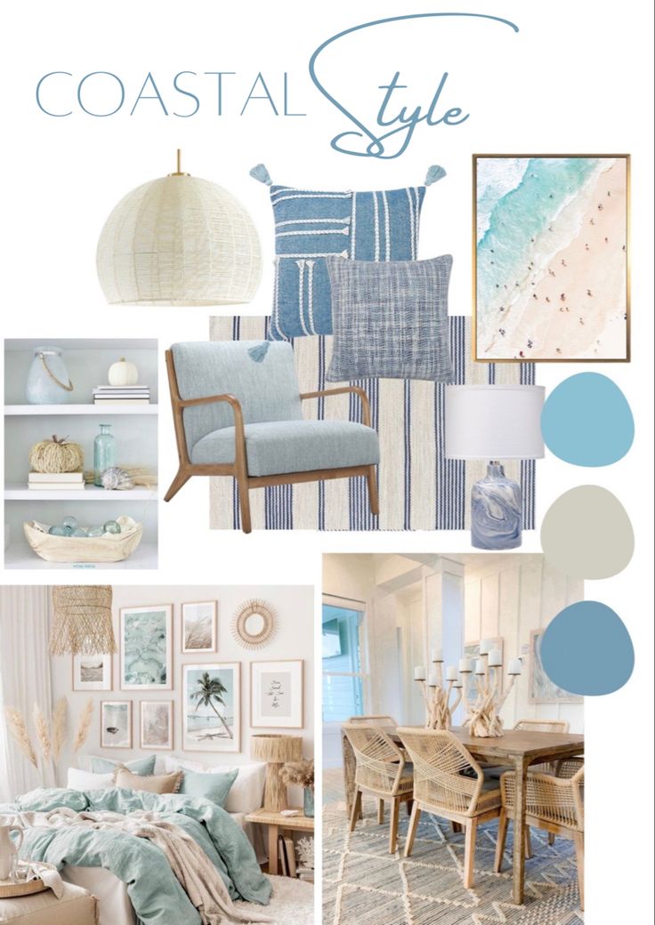 the color scheme for coastal style is blue and white