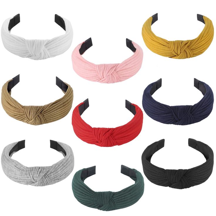 PRICES MAY VARY. Soft Fabric: The fashionable cross knot headbands are fully wrapped with soft fabric that delivers smooth and comfortable touch. Good Elasticity: The inner headband features good elasticity that ensures comfortable wearing. The flexible size makes it ideal for most girls, teens and women. Assorted Colors: With 9 classic and stylish colors to choose from, the set fits different outfits on different occasions. Suitable Occasions: Perfect for dates, proms, concerts, parties, weddin Knot Turban Headband, Cross Knot, Headband Fashion, Knot Hair, Gold Hair Clips, Lululemon Headbands, Turban Headband, Wide Headband