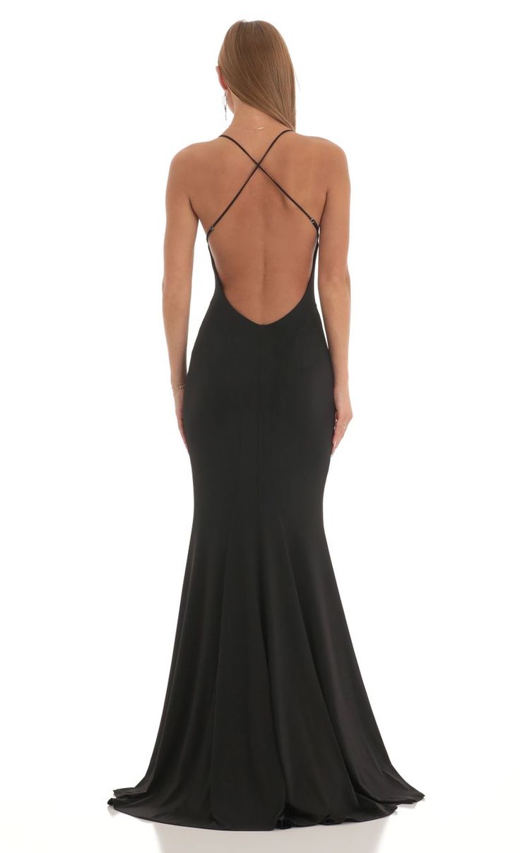 Jocie Open Back Maxi Dress in Black | LUCY IN THE SKY Open Back Dress Formal Black, Backless Black Evening Dress, Luxury Cowl Back Formal Evening Dress, Luxury Backless Dress For Prom Season Night Out, Luxury Backless Evening Dress For Formal Occasions, Black Low Cut Maxi Dress, Luxury Low Back Evening Dress For Galas, Luxury Glamorous Backless Dress For Gala, Long Black Prom Dress Tight