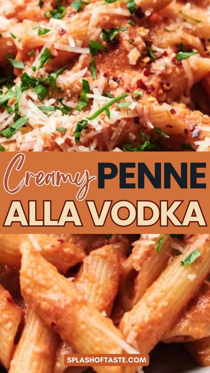 creamy penne alla vodka with parmesan cheese