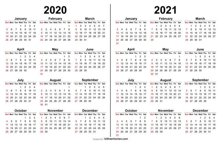 two calendars for the new year with each month on one page