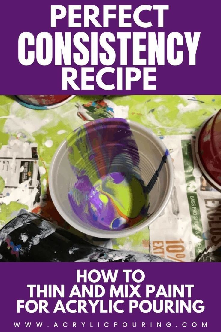 a bowl with some paint on it and the words how to mix paint for acrylic pouring