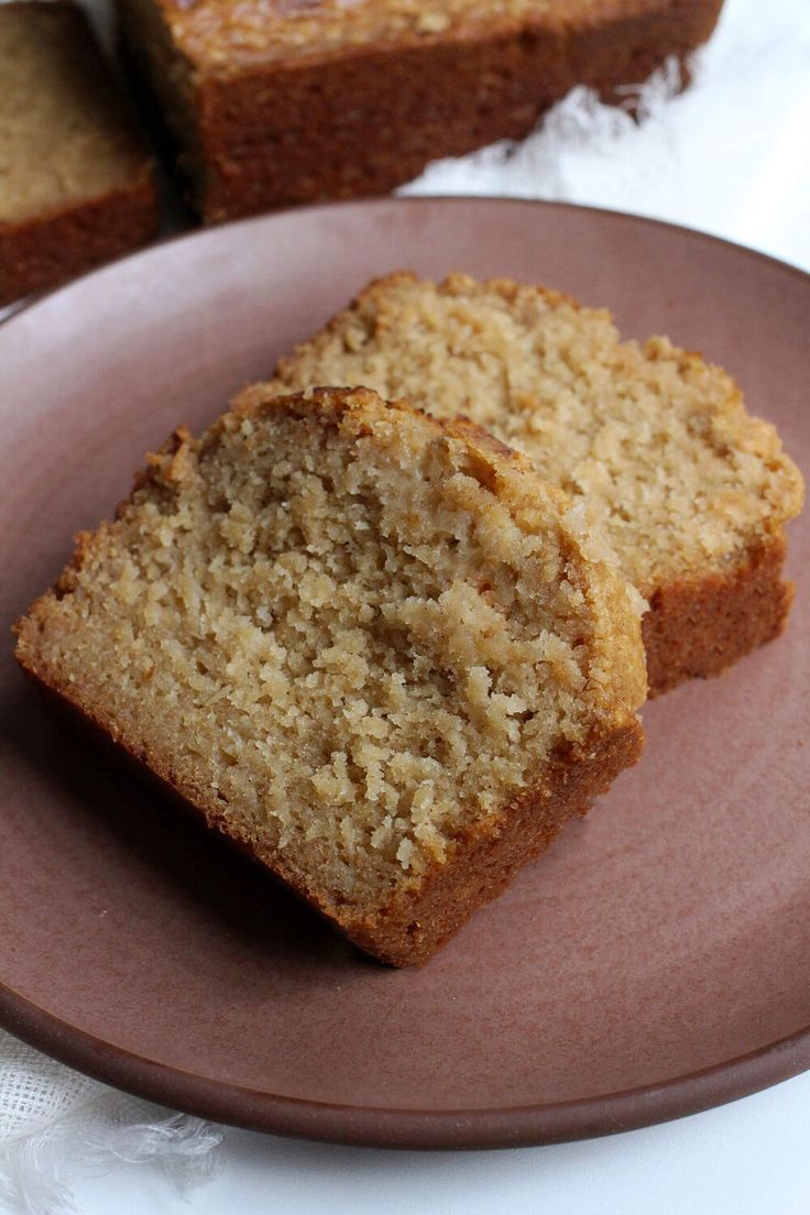 two slices of banana bread on a plate