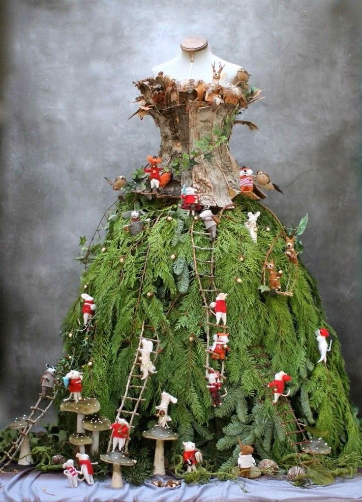 a dress made out of plants and trees