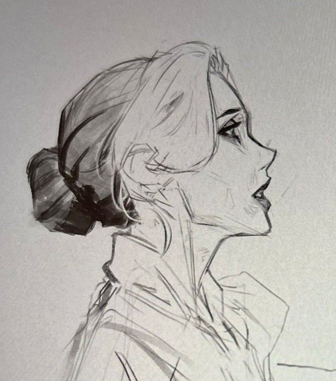 a pencil drawing of a woman's profile