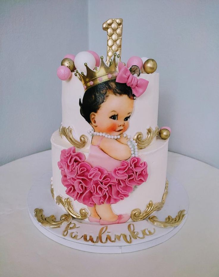 1st Birthday Cake Designs, Baby Cake Design, One Year Birthday Cake, Baby 1st Birthday Cake, Girls First Birthday Cake, 1st Bday Cake, Cake Designs For Girl, Baby First Birthday Cake