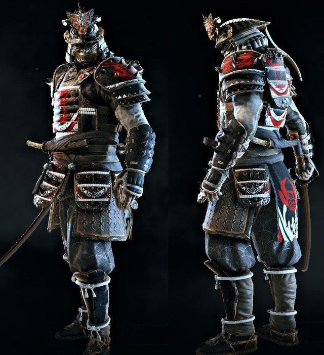 two different views of a man in armor