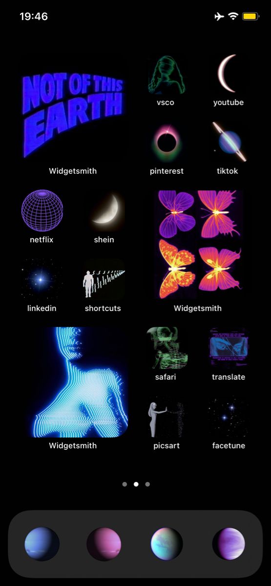 the planets and their names on a cell phone with an image of them in different colors