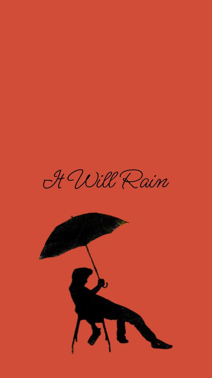 a man sitting in a chair under an umbrella with the words'a wild rain'written on it