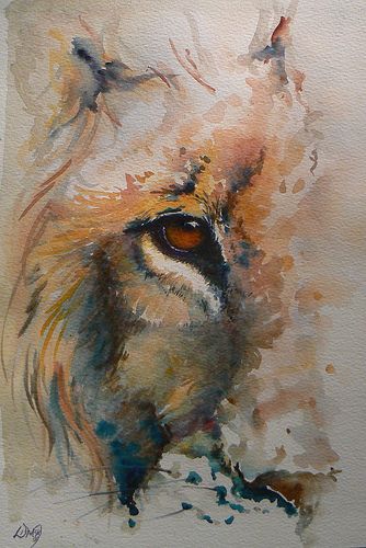 a painting of an owl with orange eyes