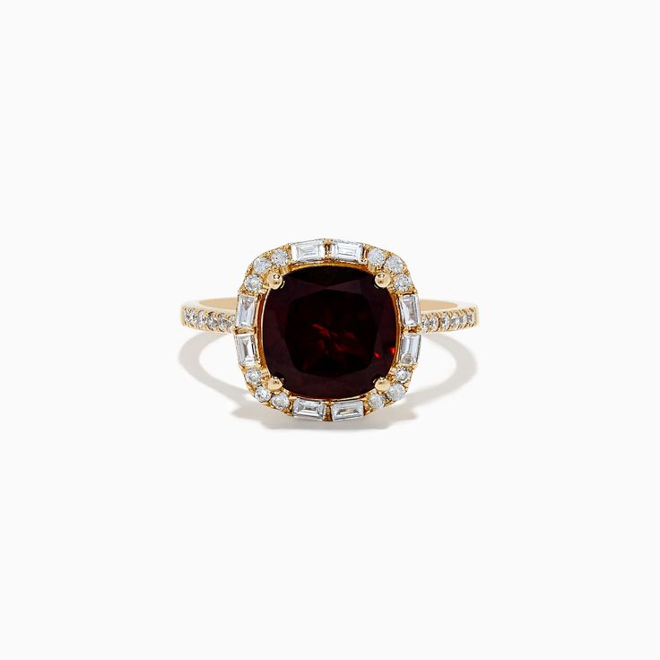 Effy 14K Yellow Gold Garnet and Diamond Ring Luxury Ruby Ring With Halo, Luxury Yellow Gold Ruby Ring With Halo, Garnet And Diamond Ring, Dream Engagement, Gold Yellow, Sapphire Ring, Garnet, Diamond Ring, Engagement Ring