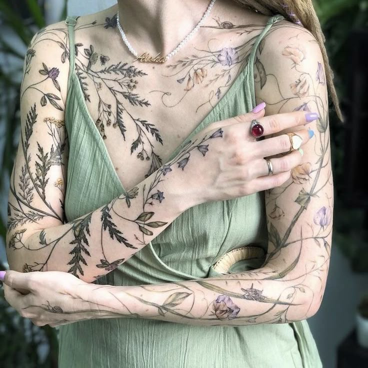 Sheen Tattoos For Women, Nature Lower Back Tattoos, Whimsical Vine Tattoo, Botanisches Tattoo, Vine Tattoos, Floral Tattoo Sleeve, Plant Tattoo, Tattoo Sleeves, Botanical Tattoo