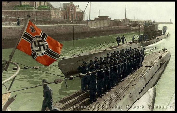 The U-575 was a Type VIIC U-boat of German Kriegsmarine during World War II. She was laid down on 1 August 1940 at Blohm & Voss, Hamburg as 'werk' 551, launched on 30 April 1941 and commissioned on 19 June under the command of Kapitänleutnant Günther Heydemann.  She was a member of 18 wolfpacks, carried out ten patrols, sank eight ships totalling 36,010 GRT and damaged three other of 29,777 GRT. German Submarines, Germany Ww2, U Boat, Navy Ships, Us History, Military History, Versailles, Ships, History