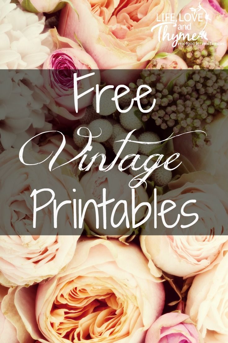 a bouquet of flowers with the words free vintage printables on it in white