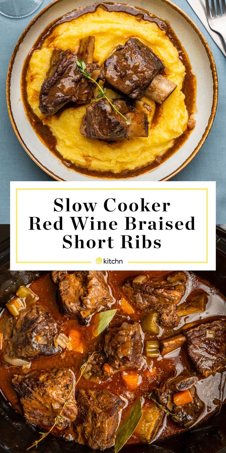 slow cooker red wine braised short ribs