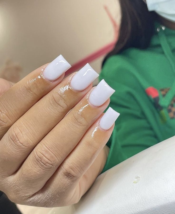 Short White Tips, Milk White Short Acrylic Nails, Short Cute White Nails, Short Soft White Nails, Short All White Nails, White Short Duck Nails, White Nails White French, White Acrylic Nails Square Short, Clear Acrylic Nails Short Square