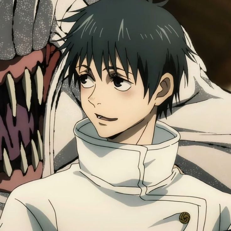 an anime character with black hair wearing a white hoodie and looking at the camera