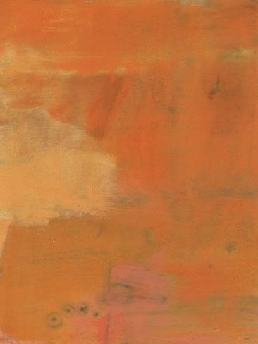 an abstract painting with orange and pink colors