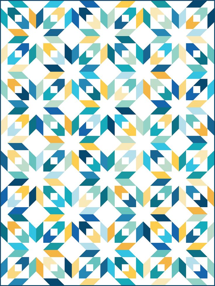 an image of a blue and yellow quilt