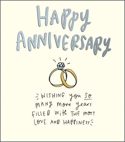 a happy anniversary card with two wedding rings