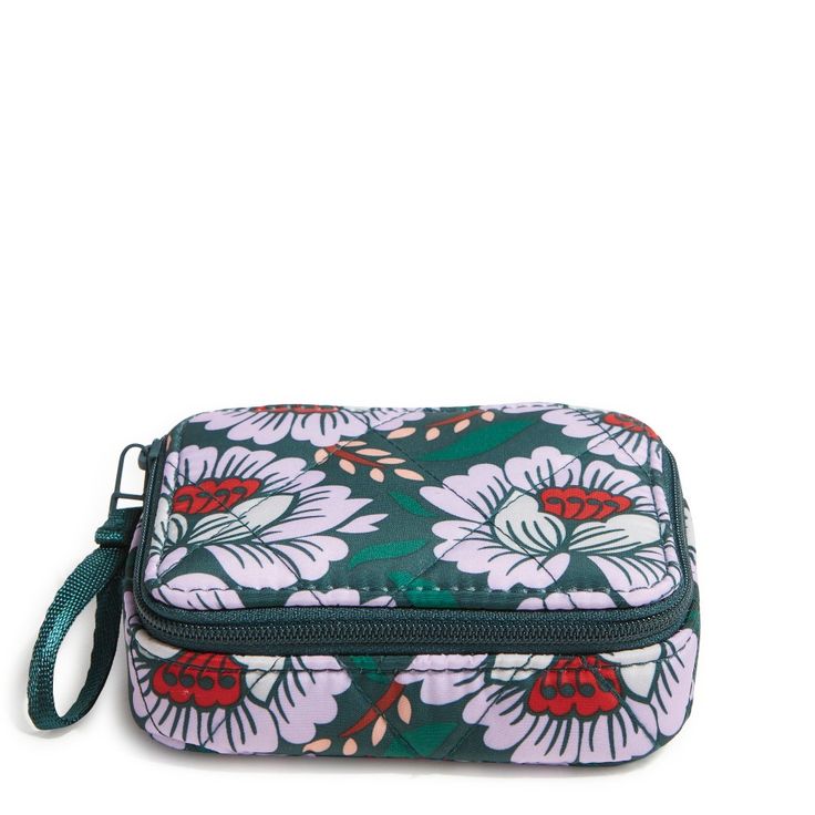 an image of a flower print cosmetic bag