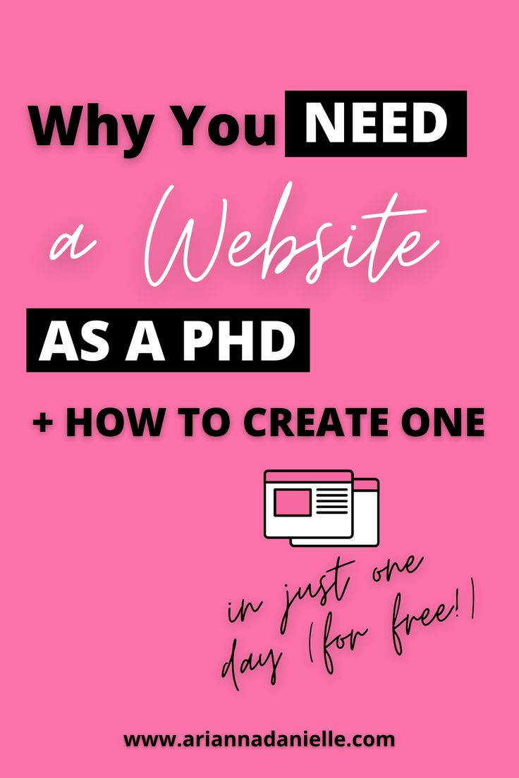 a pink background with the words why you need a website as a phd and how to create one