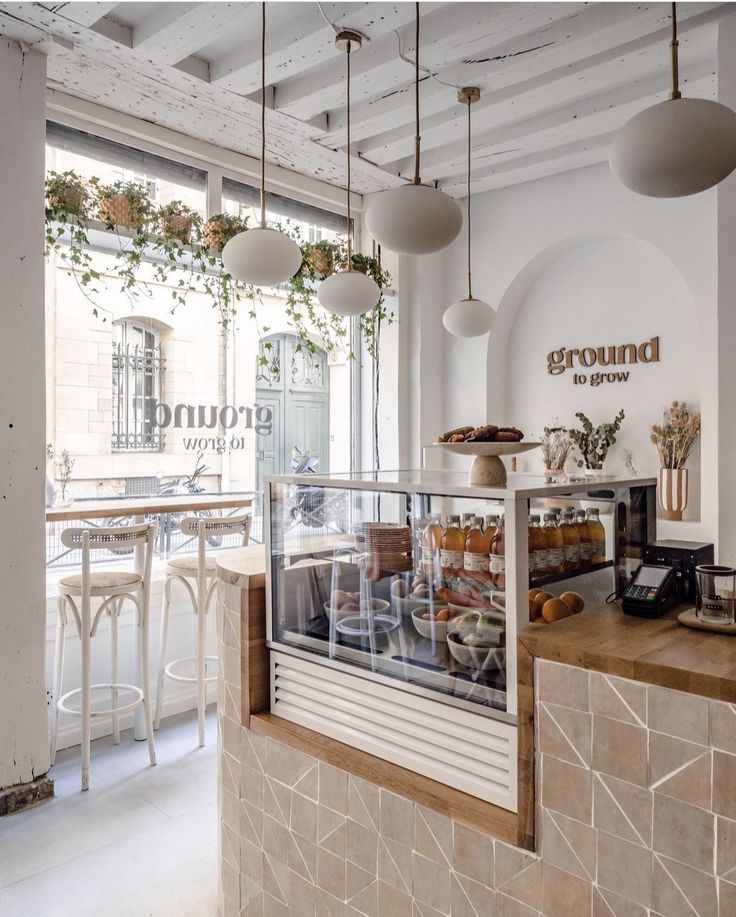 a bakery with lots of food on the counter