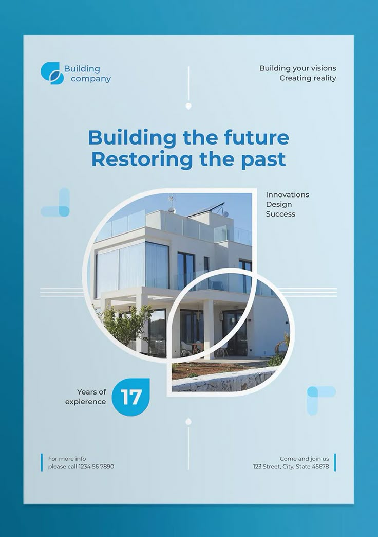 a brochure with an image of a house and the words building the future restoring the past