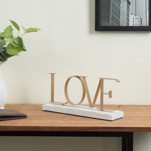 Metal Letters Sign Love with Whitewashed Wood Base Metal Letter Signs, Modern Industrial Home, Cutout Letters, Shadow Box Shelves, Decorative Lettering, Whitewashed Wood, Shelf Mantle, Shelf Table, Wood Shadow Box