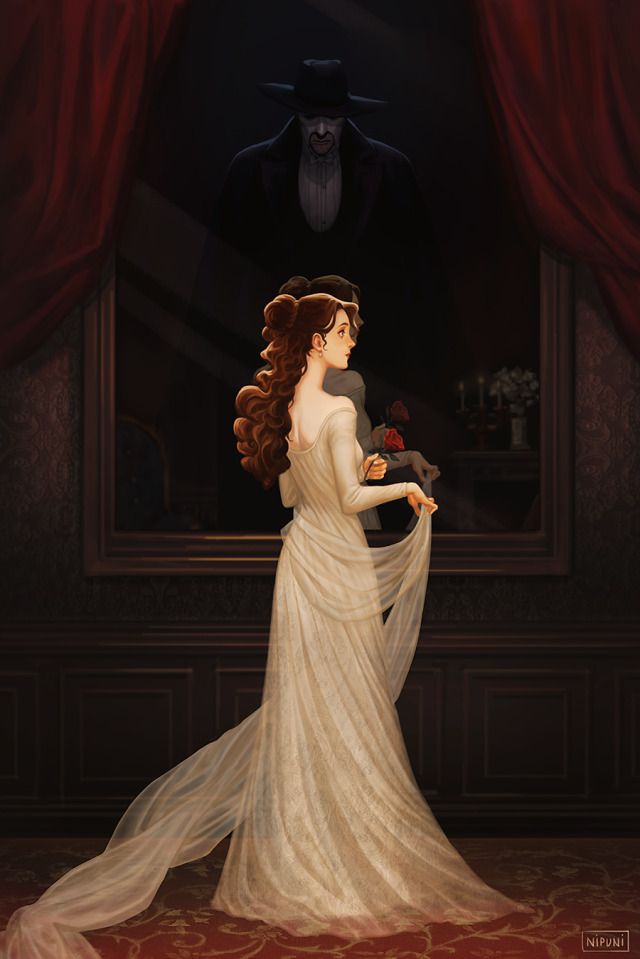 a painting of a woman in a white dress