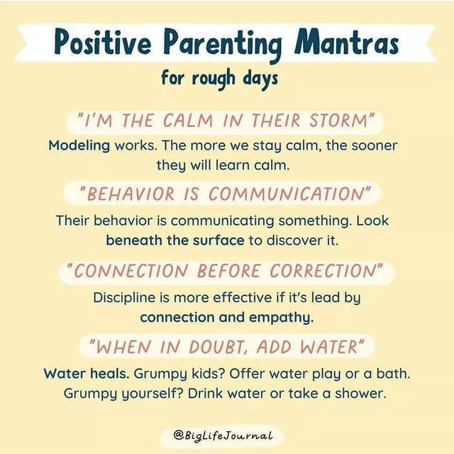 a poster with the words positive parenting mantass for rough days on it