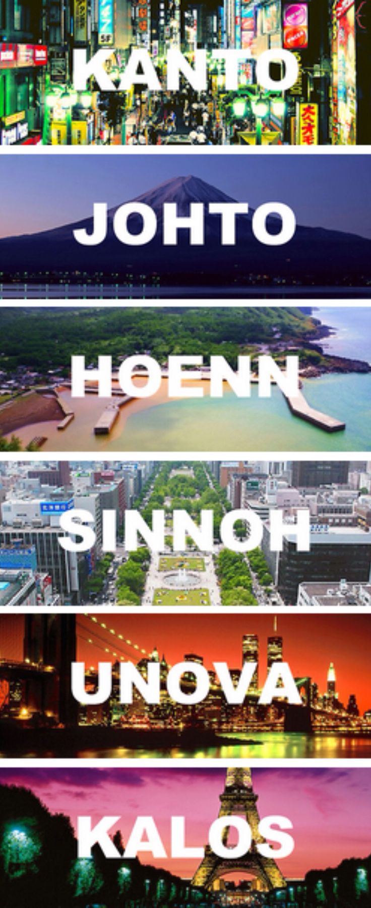 four different cities with the names of them