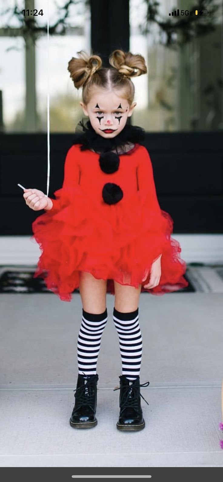 Halloween Costume For Kids Girl, Halloween Makeup For Girls Kids, Kid Clown Makeup Girl, Costume Halloween Bambini, Toddler Clown Costume Girl, Scary Kid Costumes, Kids Halloween Makeup Girls Cute, Cute Toddler Girl Halloween Costume, Scary Girls Halloween Costumes