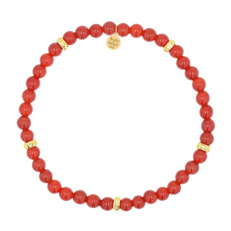 Light up your wrist with our stunning Carnelian Bead Bracelet. The striking red stones hold the key to overcoming negative energy, clearing your mind and bringing positive vibes into your soul. The stretch bracelet makes wearing it a cinch and so comfortable you will never want to take it off!

Size: 4mm Beads

Natural Carnelian Gem Beads
Solid 14K Gold
Lifetime Guarantee
Made in Los Angeles Clearing Your Mind, Gem Beads, Energy Clearing, Red Stones, Carnelian Beads, Metal Crafts, Red Stone, Natural Beads, Personalized Necklace