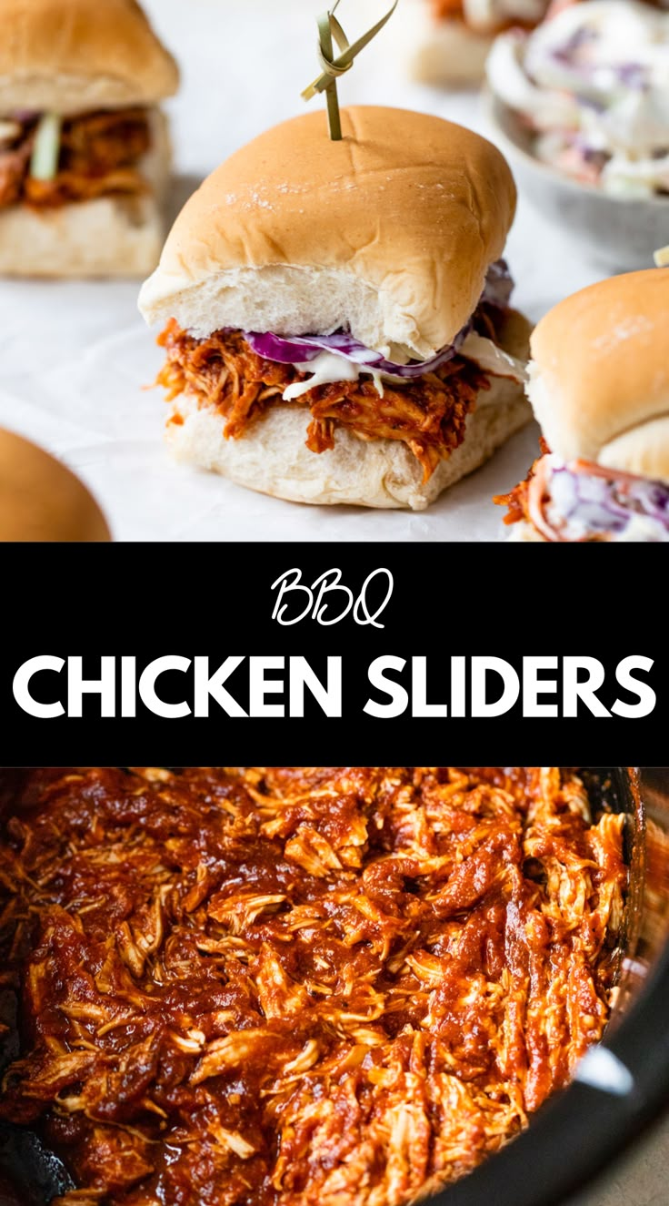 pulled chicken sliders in a slow cooker