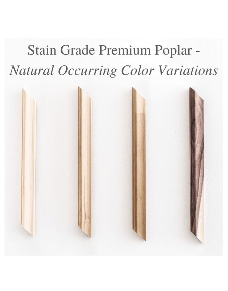 three different types of wood with the words stain grade premium poplar - natural occurring color variations