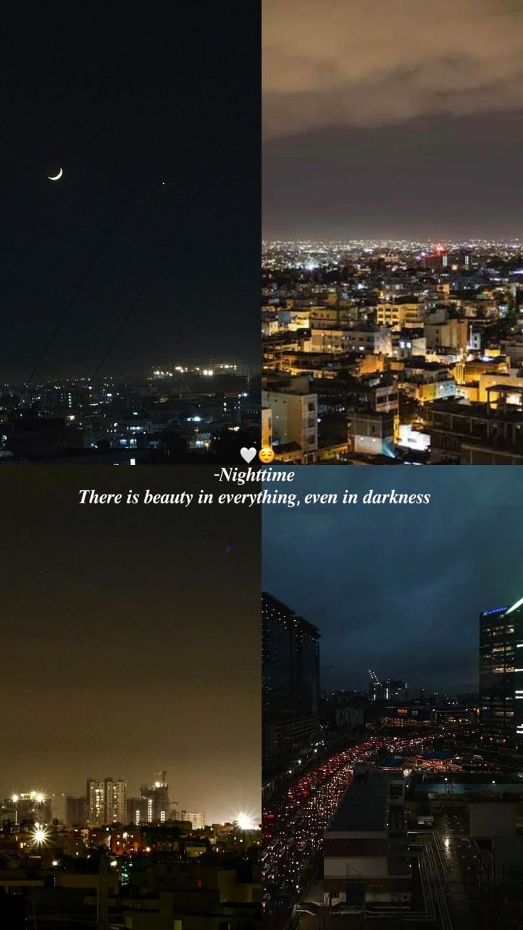 two different shots of the same city at night