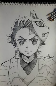 a drawing of an anime character with big eyes