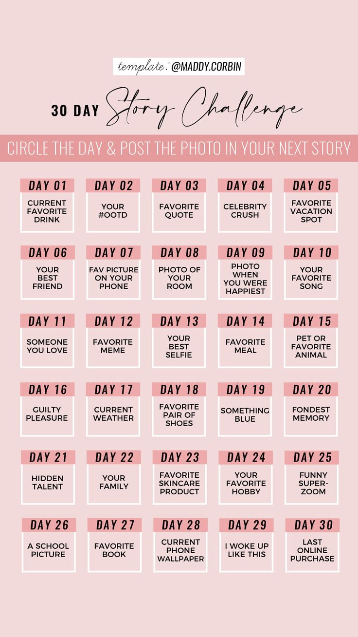 the 30 day photo challenge is shown in pink and white