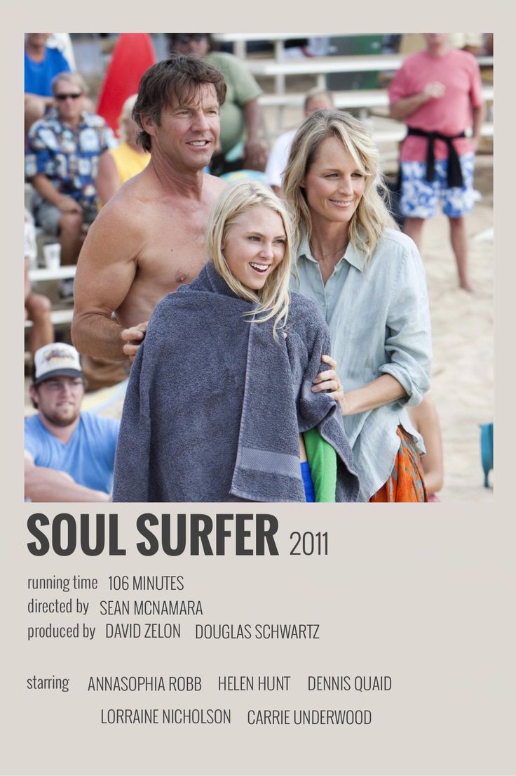 the movie poster for soul surfer 2011 features two women and a man with no shirt on