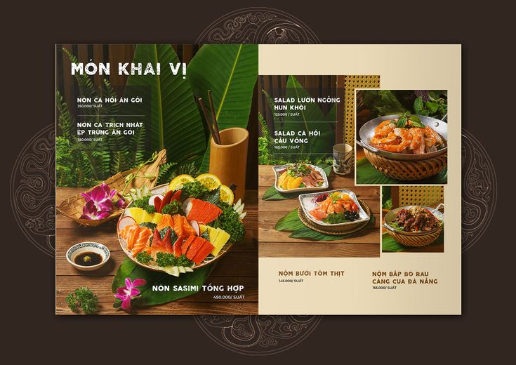 a brochure with pictures of food on it