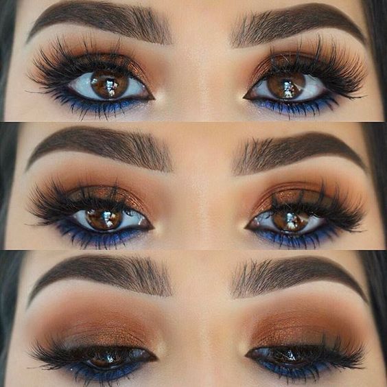 Eyeliner Brown Eyes, Makeup Tip, Eyeshadow For Brown Eyes, Blue Eyeliner, Brown Eyeliner, Smink Inspiration, Eye Makeup Steps, Makijaż Smokey Eye, Makeup Eye Looks