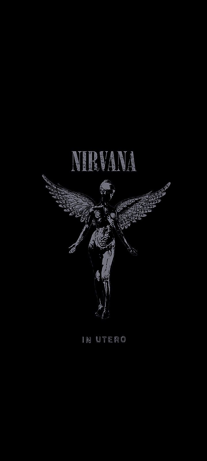 nirvana in utero album cover art with an angel on it's back ground